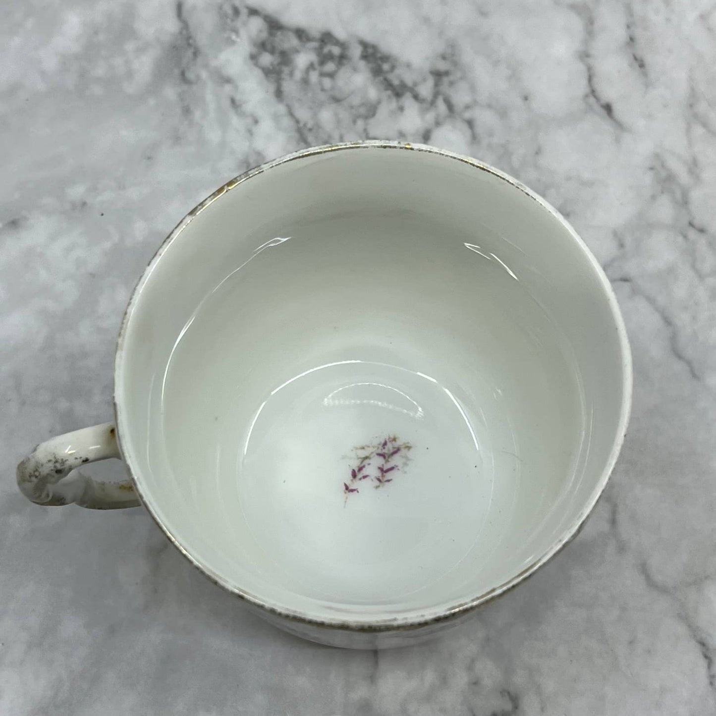 Vintage KPM Germany Fine China Tea Cup Pink Rose Purple Pansies TA1