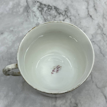 Vintage KPM Germany Fine China Tea Cup Pink Rose Purple Pansies TA1