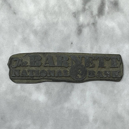 Vintage Letterpress Printers Block Plate The Barnett National Bank SE830