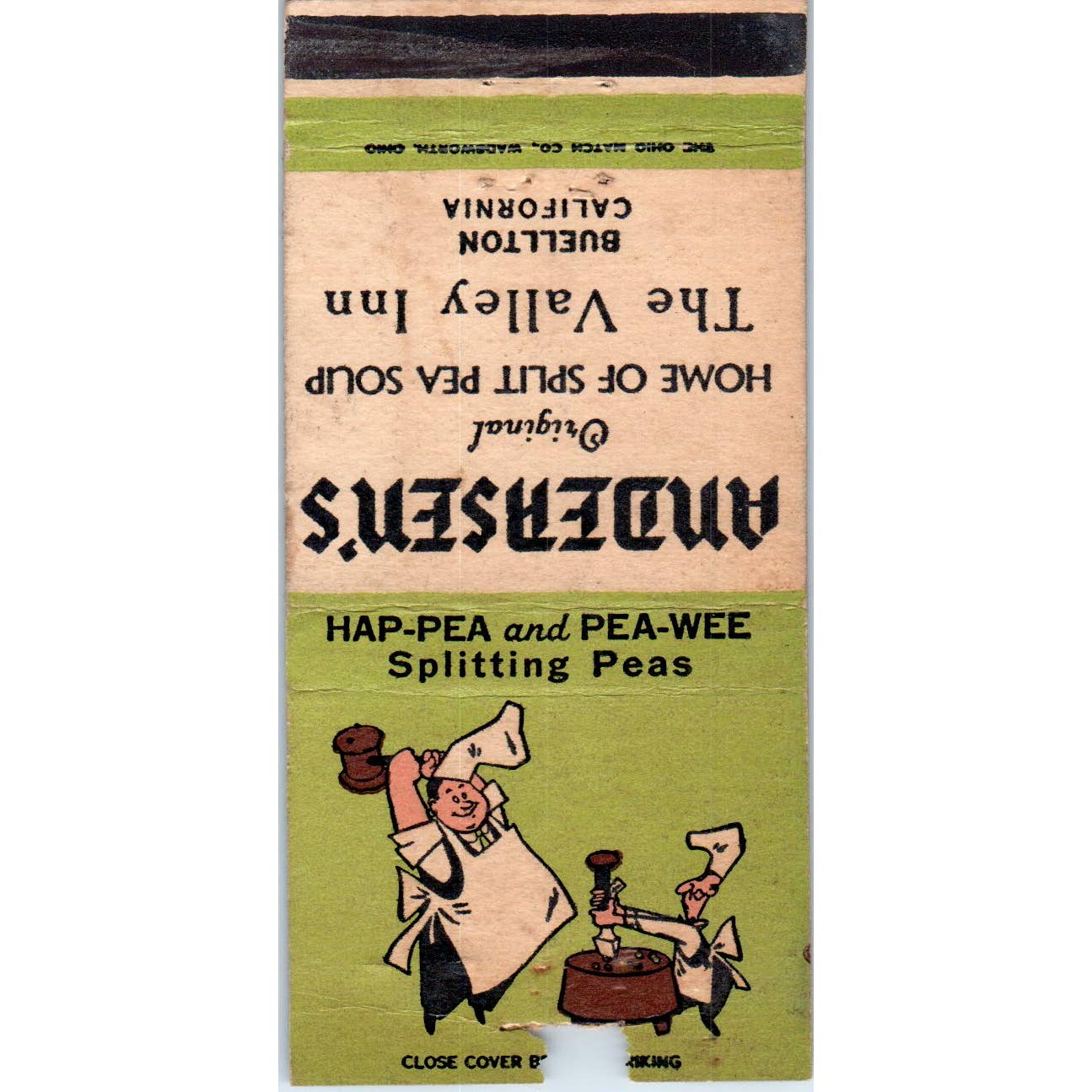 Andersen's Split Pea Soup Buellton CA Advertising Matchbook Cover SA1-M10