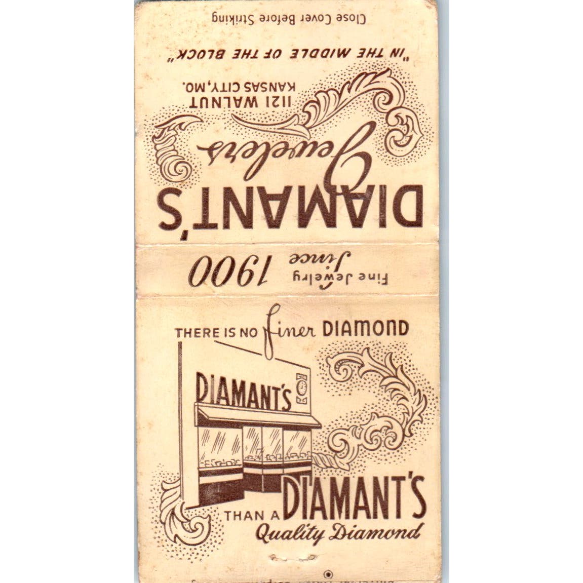 Dimant's Jewelers Kansas City MO Advertising Matchbook Cover SA9-M4