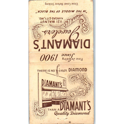 Dimant's Jewelers Kansas City MO Advertising Matchbook Cover SA9-M4