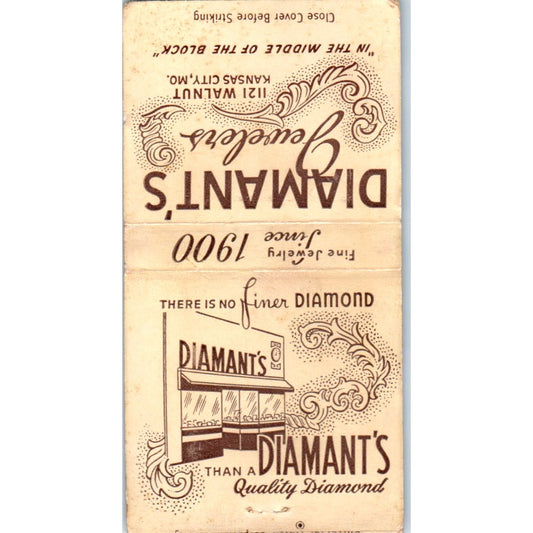 Dimant's Jewelers Kansas City MO Advertising Matchbook Cover MM9-4