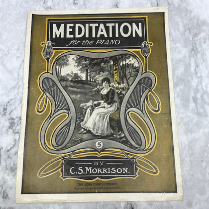 Meditation For The Piano - C.S. Morrison - Antique 1896 Sheet Music TI1