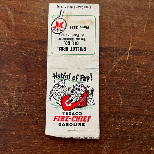 Grillot Bros Oil St. Paul KS Dalmatians Fire Chief Advertising Matchbook SA9-M12