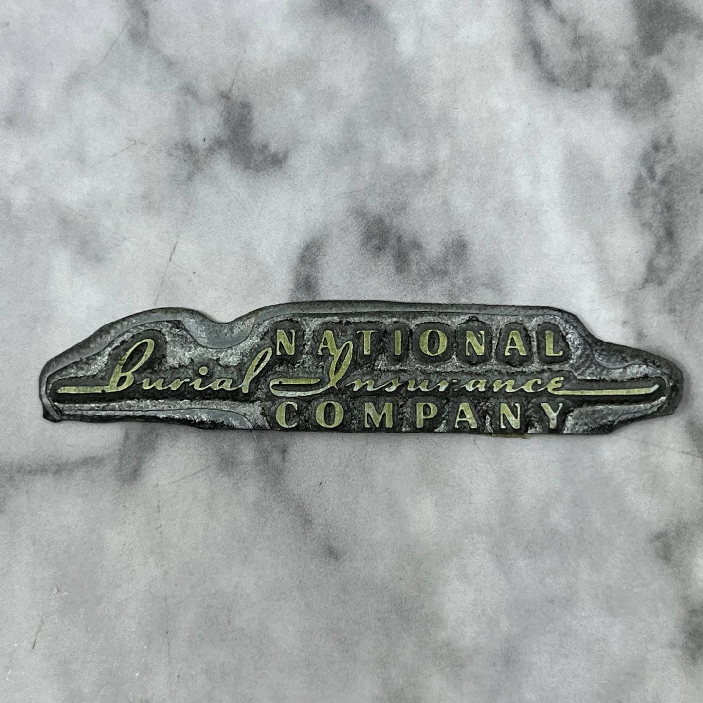 Vintage Letterpress Printers Block Plate National Burial Insurance Company TJ58