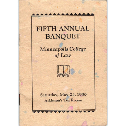 1930 Minneapolis College of Law Fifth Annual Banquet Program TJ1-1