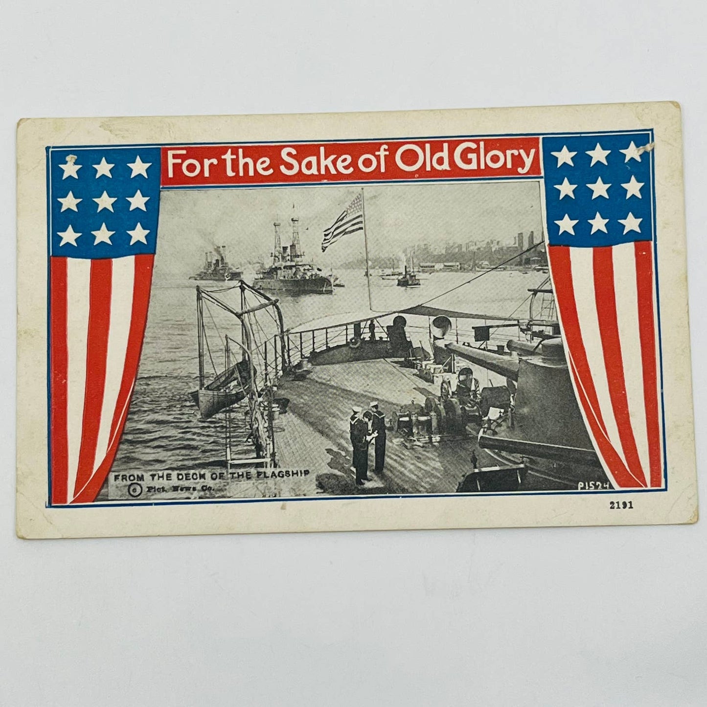 c1918 Postcard WWI US Navy from the Deck of the Flagship PA9