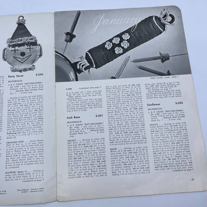 1952 Pot Holders Crochet Book #294 Kitchen SUNFLOWERS Ladybug DUCK Turtles TH7