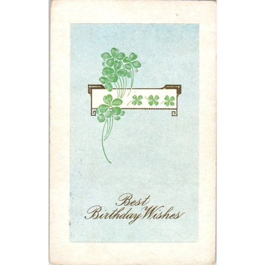 1920 Winsch Back Birthday Four Leaf Clover - Original Postcard TJ7-RP3