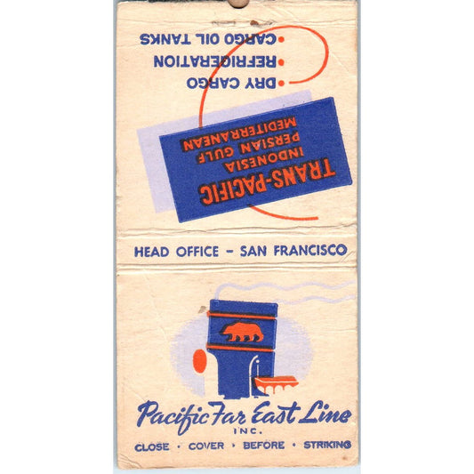 Pacific Far East Lines San Francisco Advertising Matchbook Cover SA9-M2