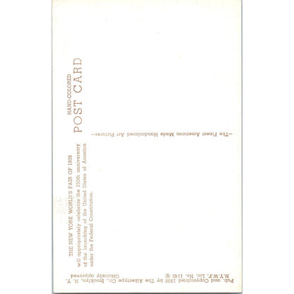 1939 New York World's Fair Washington Inauguration Original Postcard TK1-22