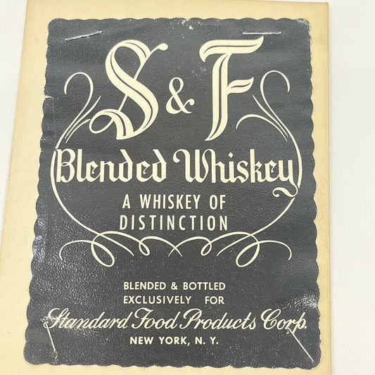 S & F Whiskey Label Standard Food Products Corp. New York NY