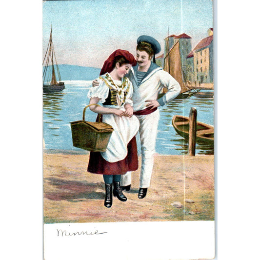Jersey City 1908 Sailor and Lady Romance Original Postcard TK1-P18