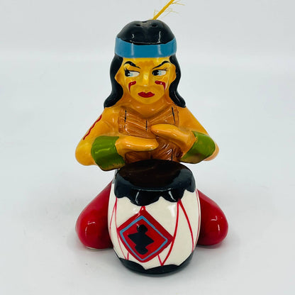 VTG 1960s Indian Native American Chief Man Playing Drum Salt & Pepper TB5