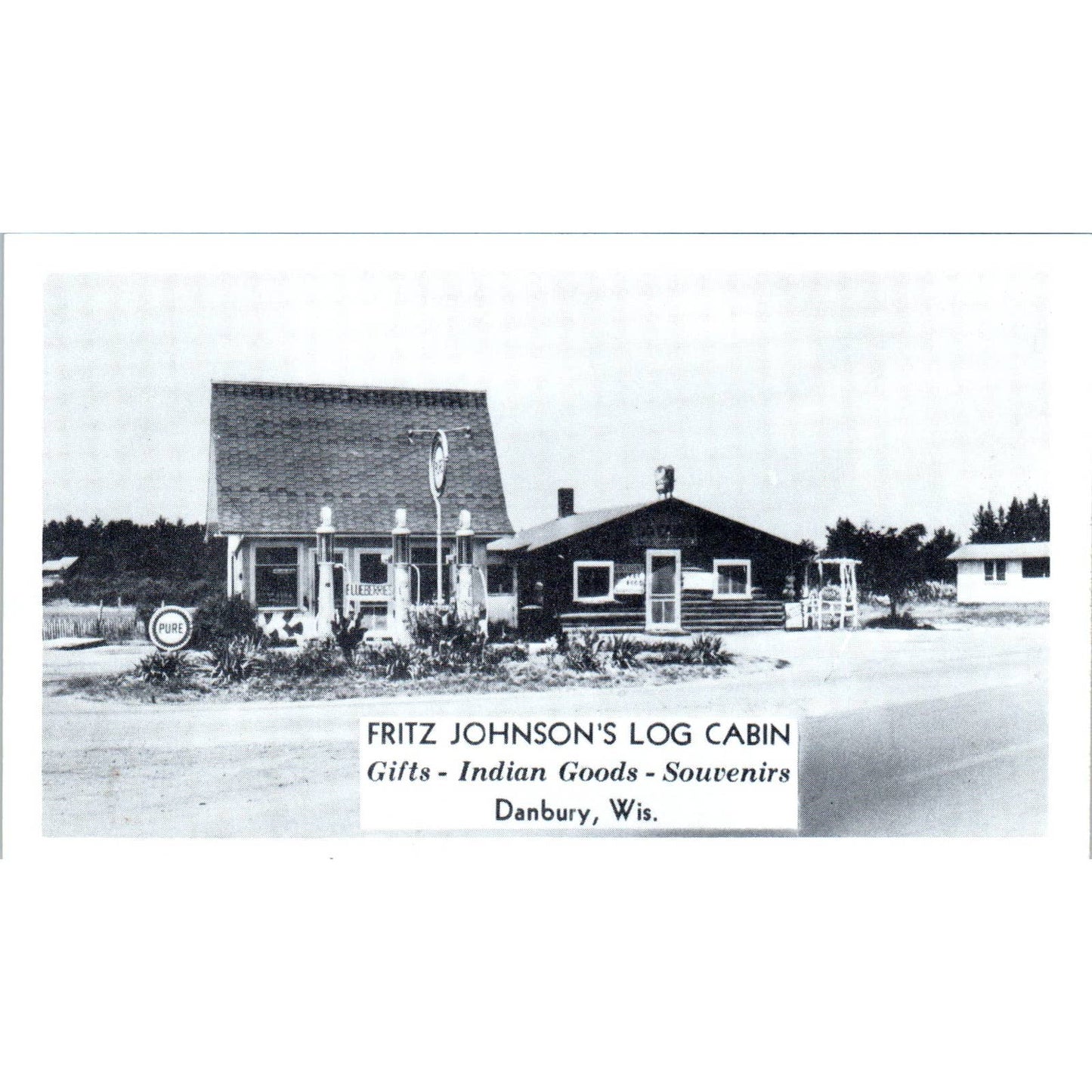 Fritz Johnson's Log Cabin Danbury Wisconsin RPPC Original Postcard TJ9-P3