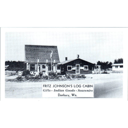 Fritz Johnson's Log Cabin Danbury Wisconsin RPPC Original Postcard TJ9-P3