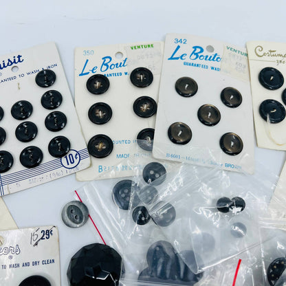 HUGE Lot of Vintage Black Buttons TA6