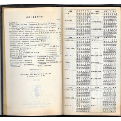 1926 The Medical Record Visiting List or Physicians Diary William Wood & Co TJ7