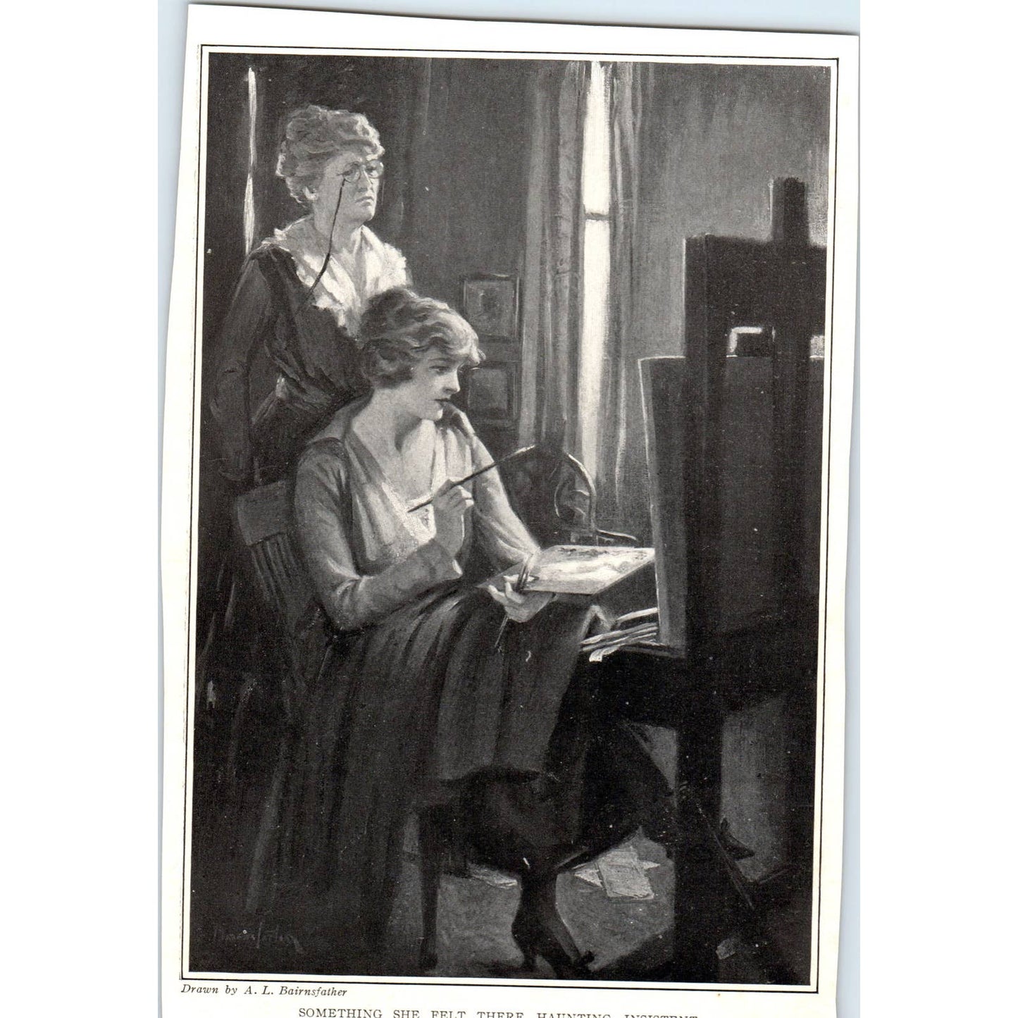c1920 Harper's Print - Something She Felt There, Haunting, Insistent TD8-H1