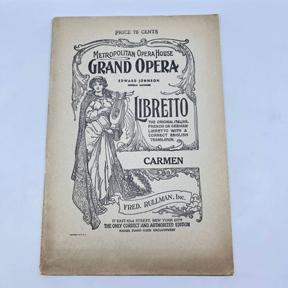c1910 Metropolitan Opera Grand Opera Program CARMEN Libretto Playbill TE9