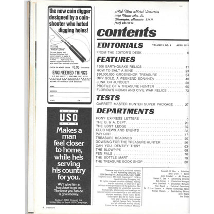 Treasure Magazine - Treasure Hunting Mines Buried Metal Detecting April 1974 MB4