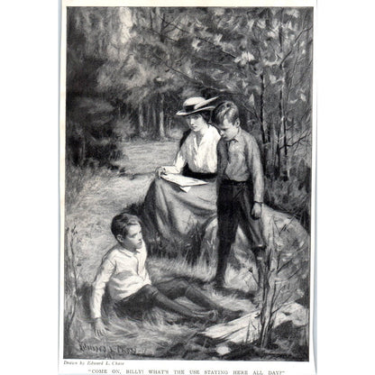 c1920 Harper's Print Lithograph What's The Use of Staying Here All Day? SF3-1