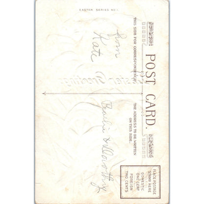 Easter Lilies Face in Flower Winsch Back Embossed c1910 Original Postcard P1-12