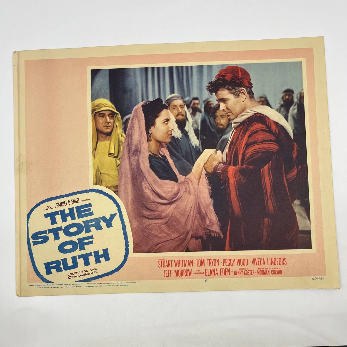 1960 The Story of Ruth Stuart Whitman Tom Tryon Peggy Wood Lobby Card FL4