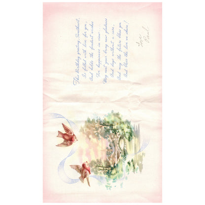 Vintage Greeting Card Birds Feathers Birthday - Double Glo H3-1