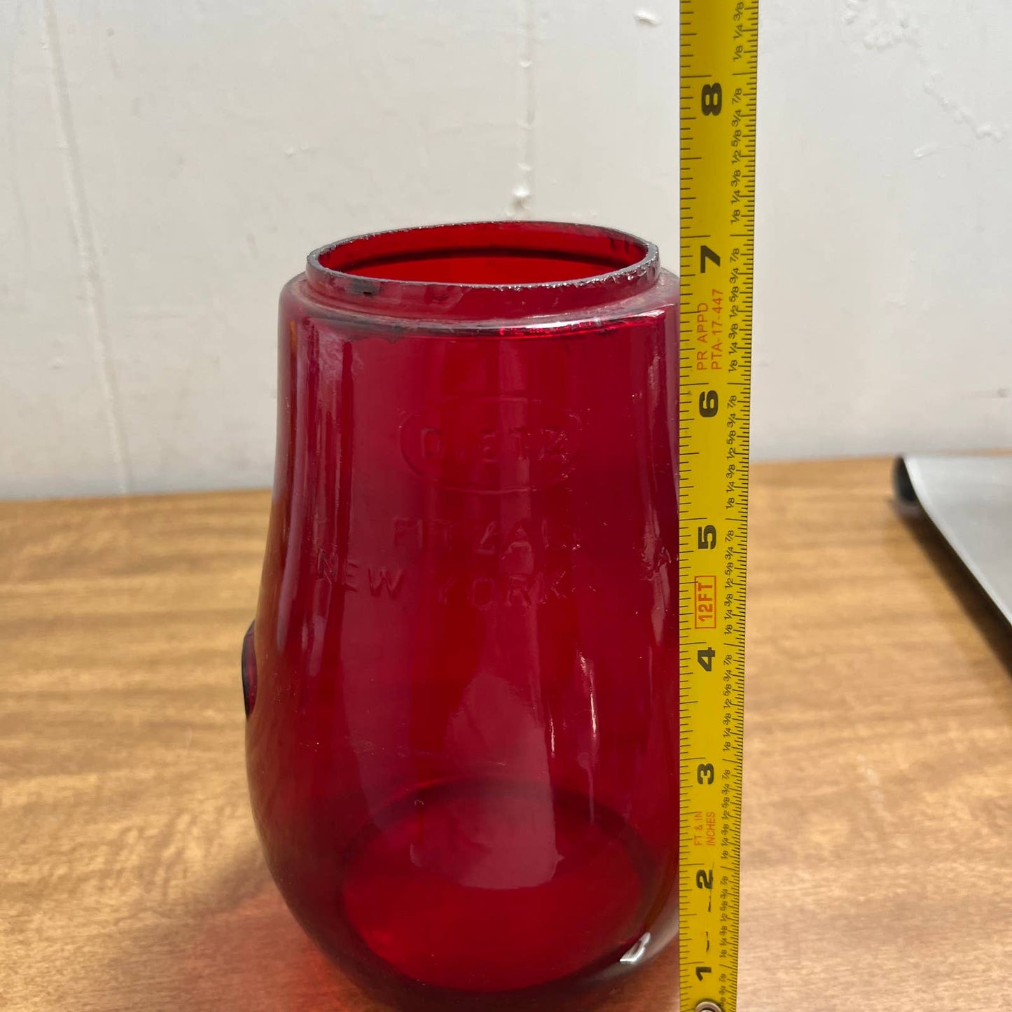 Vintage 1910s Ruby Red Glass Dietz Fitzall Loc-Nob NY USA Replacement Globe TA9