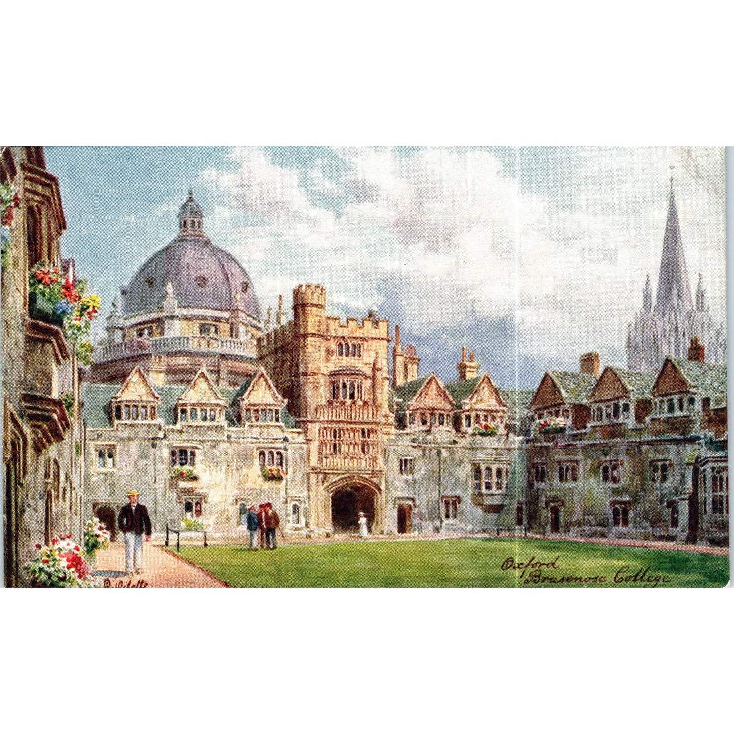 Oxford Brasenose College Raphael Tuck Oilette Original Postcard TK1-P17