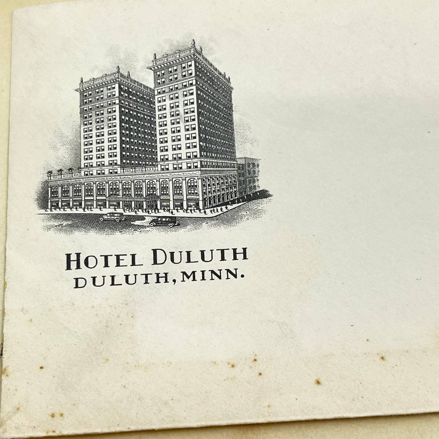 1920s Hotel Duluth Envelope & Letterhead Schroeder Hotels Duluth MN SC9