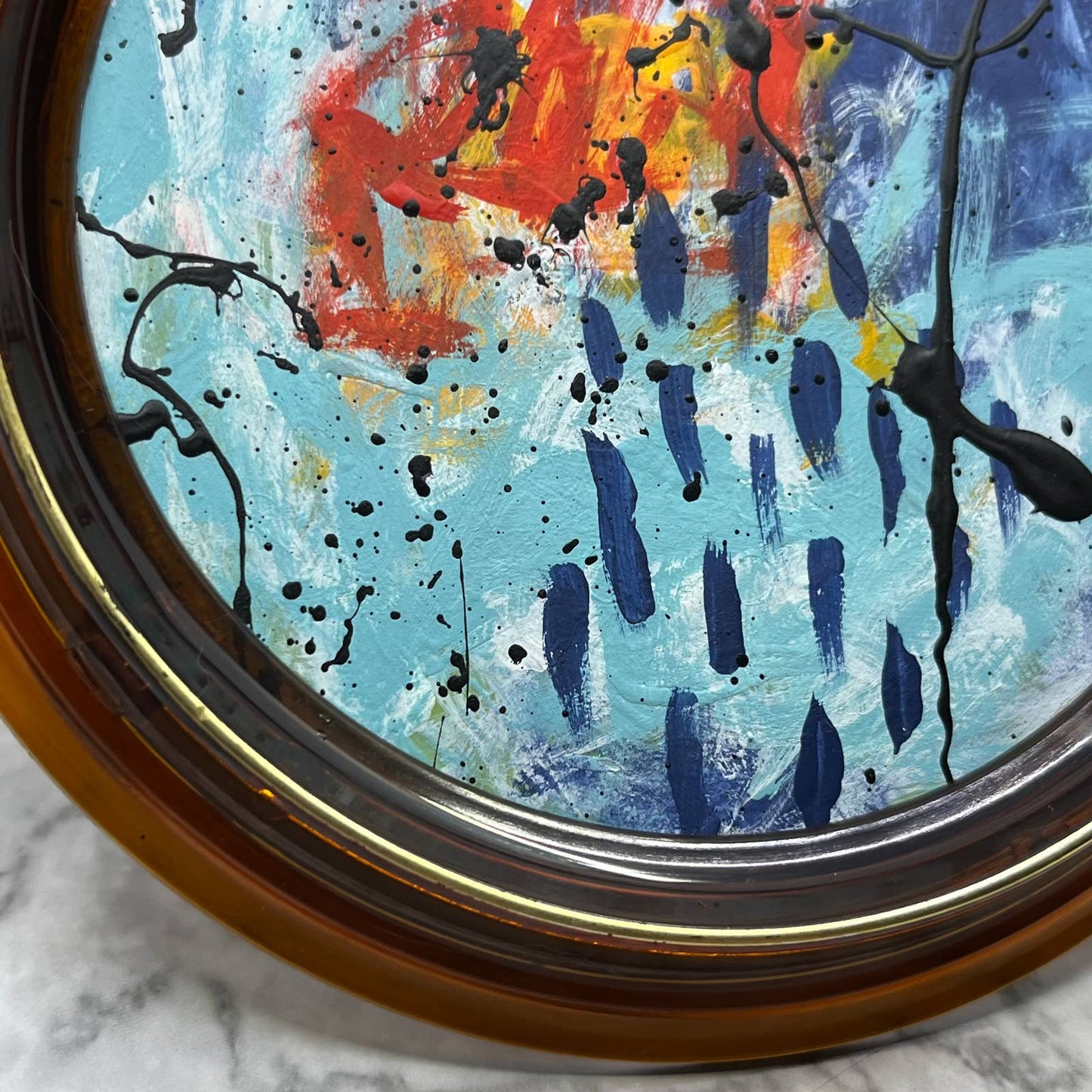 Original Framed Abstract Art Painting 6" It's Rainin' Ten With COA TF6