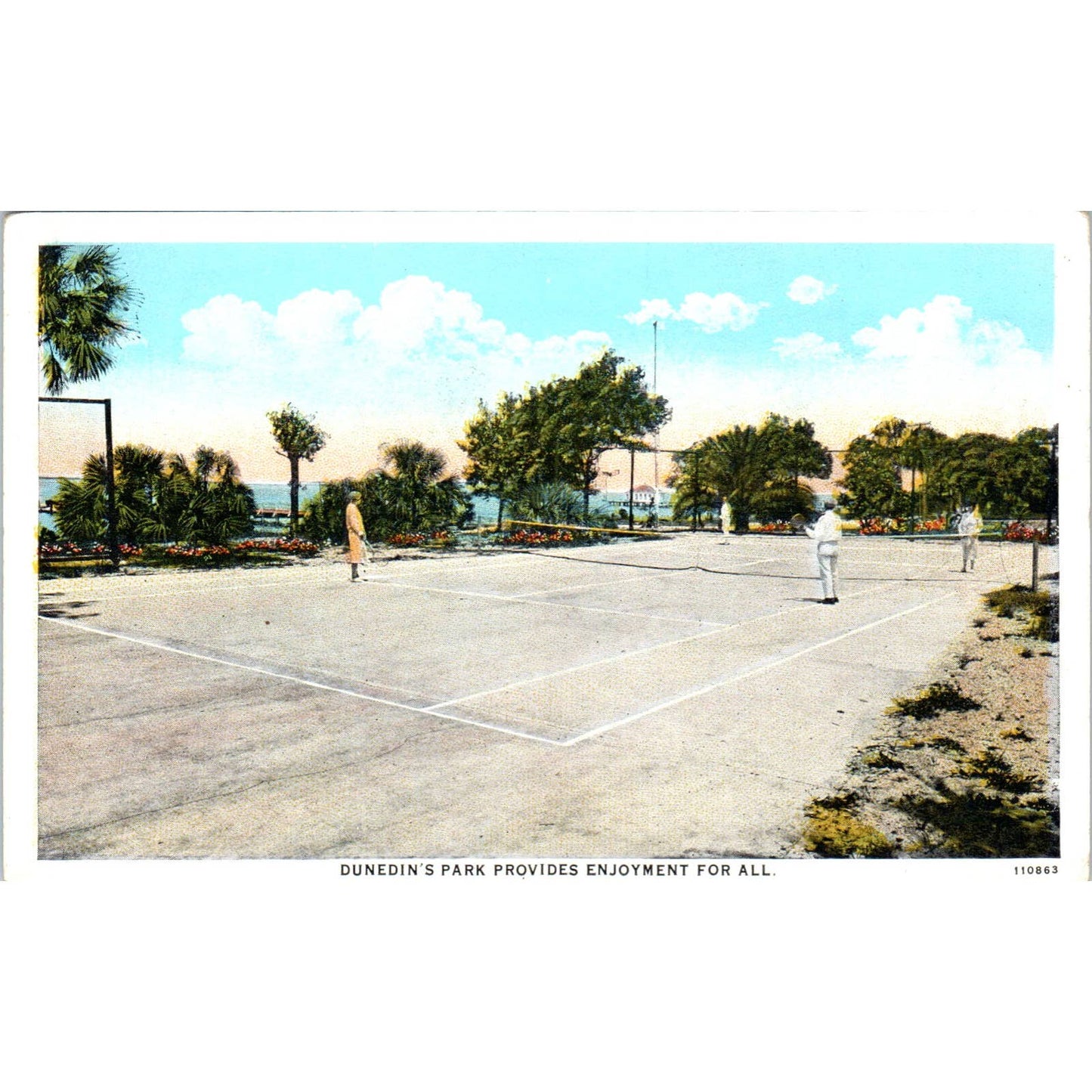 Tennis Courts at Dunedin's Park Original Postcard TK1-23
