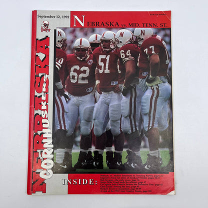 1992 Nebraska Cornhuskers vs. Middle Tennessee State Football Program TH6