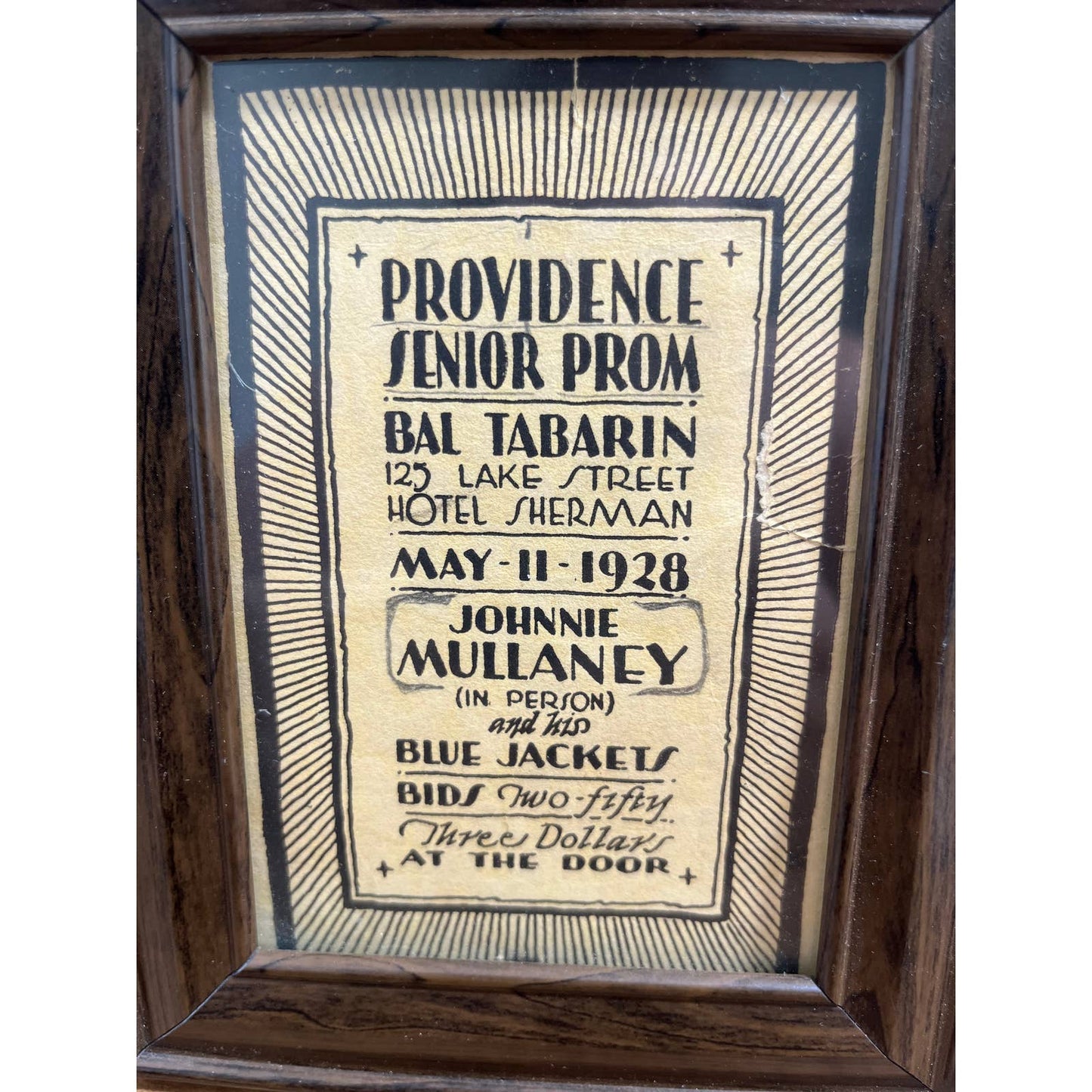 1928 Providence RI Senior Prom Invitation Bal Tabarin Johnnie Mullaney 6.5x5 TF5