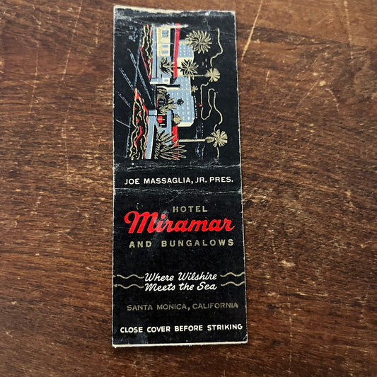 Miramar Hotel & Bungalows Santa Monica CA Advertising Matchbook Cover SB3-M5