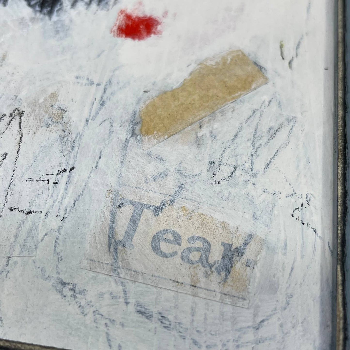 Original Framed Mixed Media Abstract Art Painting 7.5x9.5 “Tear" With COA