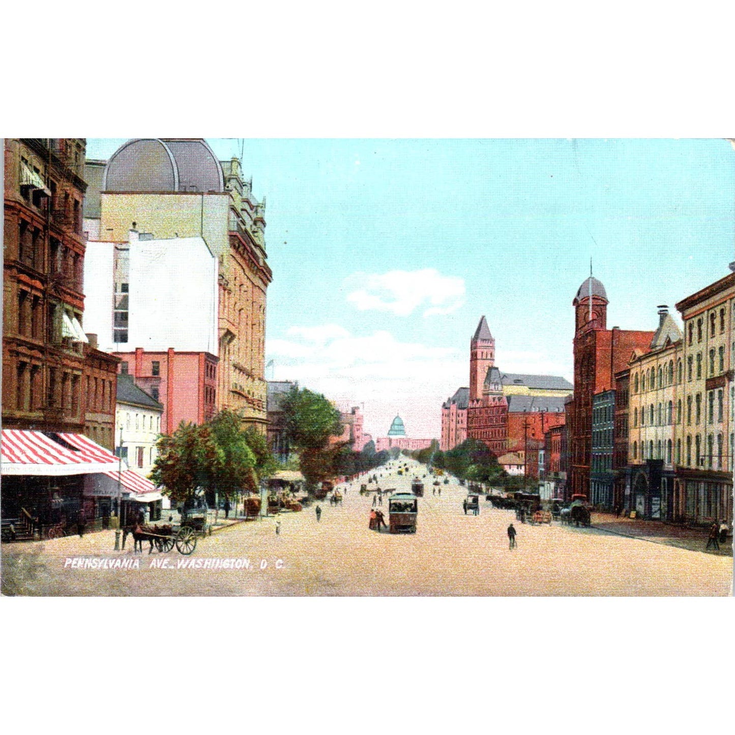 Pennsylvania Avenue 1910 Washington D.C. Original Postcard TK1-P2