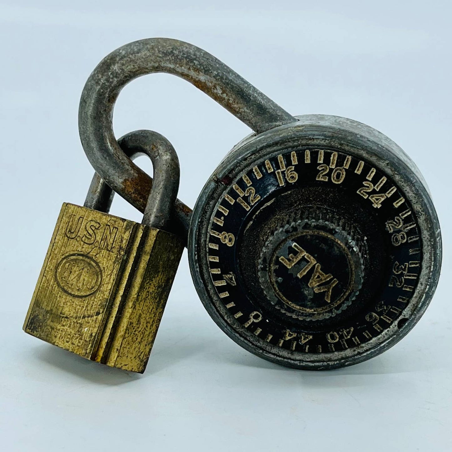 Set of 2 Vintage Locks Combination Padlock YALE USN IL CO NO KEYS TC2