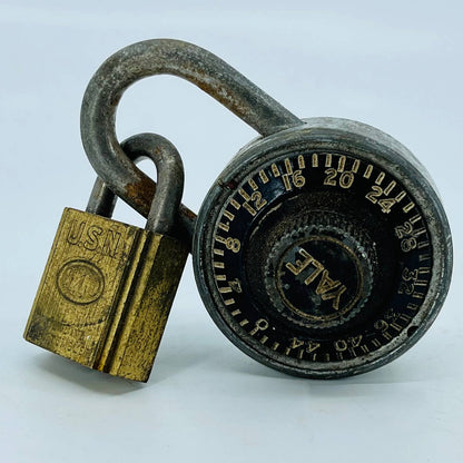 Set of 2 Vintage Locks Combination Padlock YALE USN IL CO NO KEYS TC2