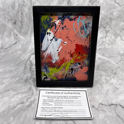 Framed Original Abstract Art Painting 6x8" Spanish Ceviche With COA TI6