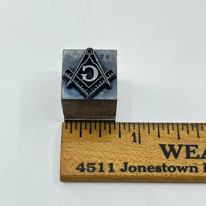 1920s Freemason Masonic Metal Stamp Typeset Print Block 3/4” SC7-2