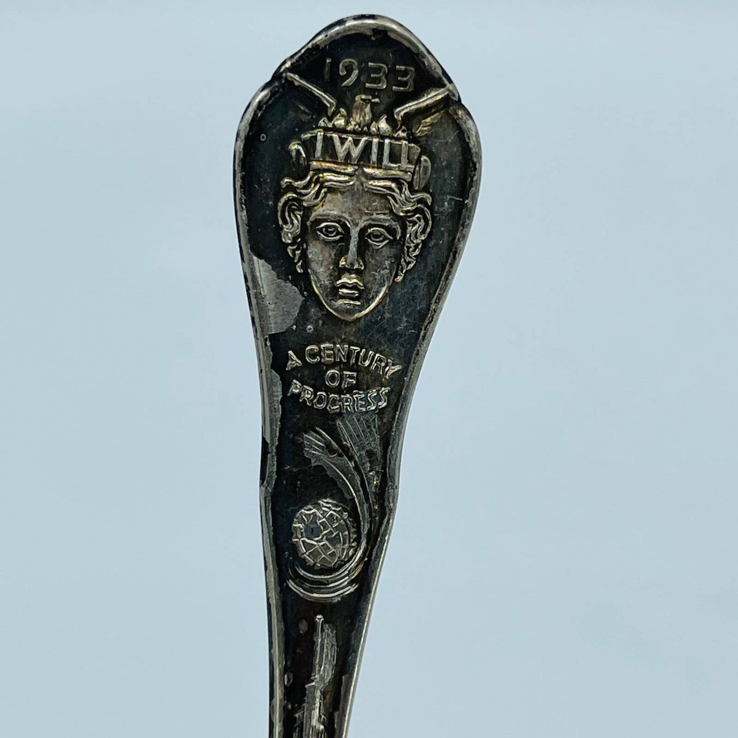 1933 Chicago World’s Fair Spoon WM Rogers Silver Plate Science Court SB7