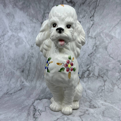 Vintage MCM Porcelain White Poodle Statue Figurine Hand Painted Japan 12" TJ1