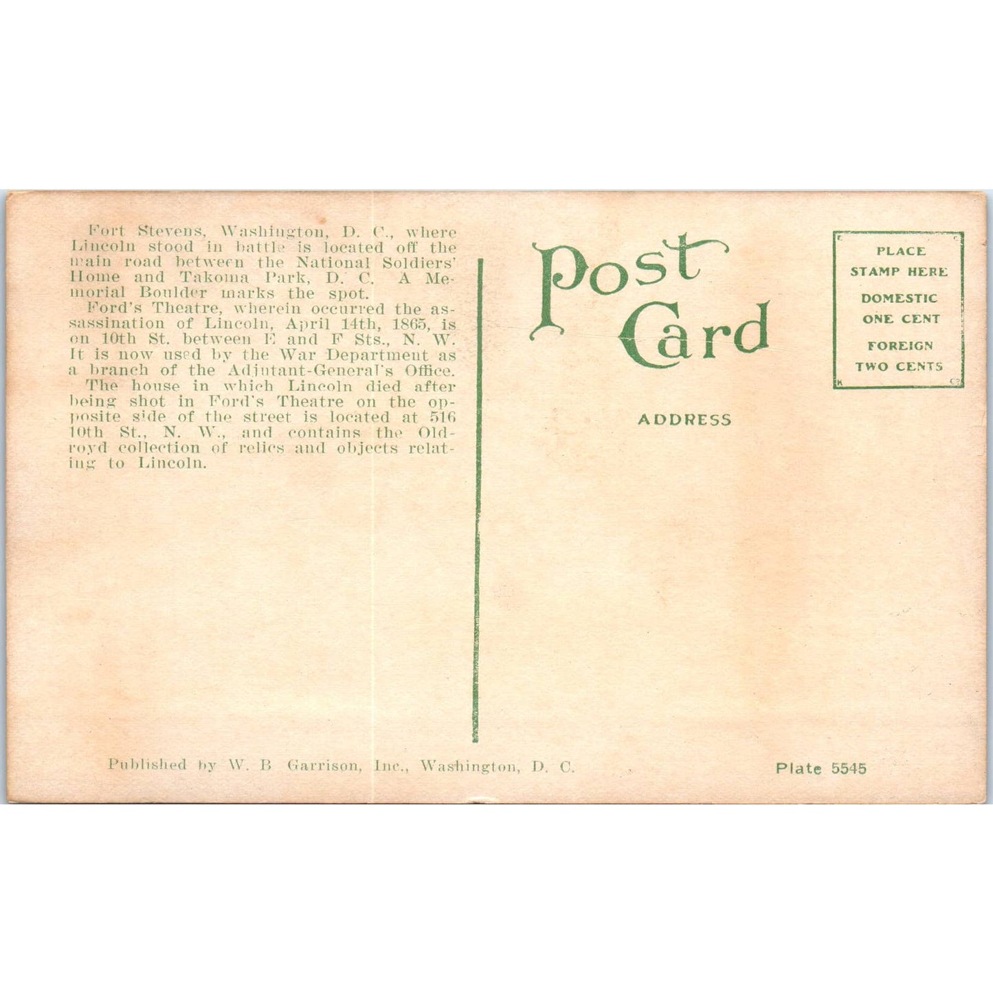 Fort Stevens Washington Landmarks Original Postcard TK1-P1