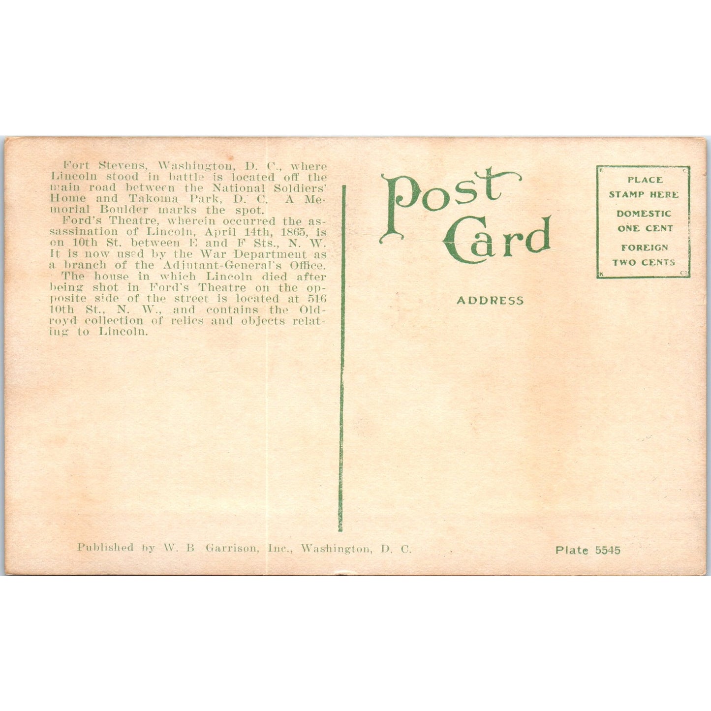 Fort Stevens Washington Landmarks Original Postcard P3-3
