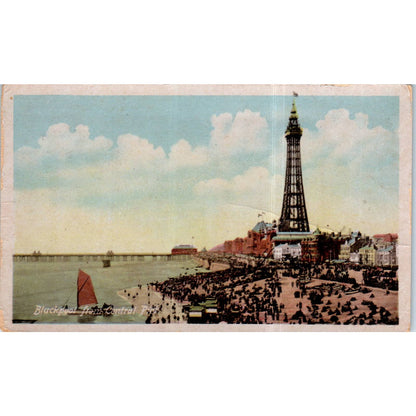 Blackpool from Central Pier 1921 Original Postcard TK1-P12