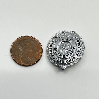 Vtg Firefighter’s Lapel Pin Button Past Secretary Southwestern Ohio FF Assn SD4